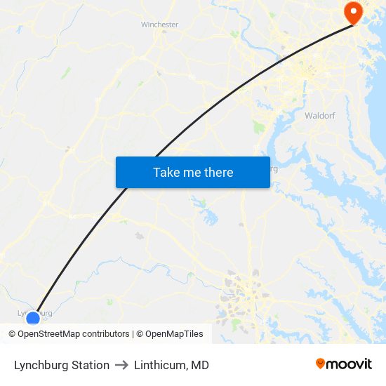 Lynchburg Station to Linthicum, MD map