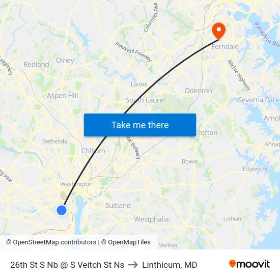 26th St S Nb @ S Veitch St Ns to Linthicum, MD map