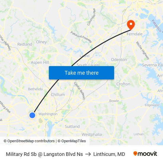 Military Rd Sb @ Langston Blvd Ns to Linthicum, MD map