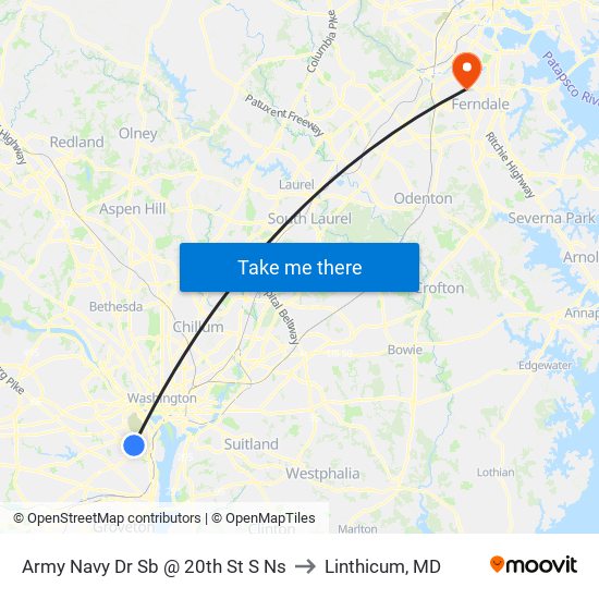 Army Navy Dr Sb @ 20th St S Ns to Linthicum, MD map