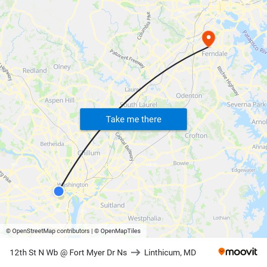 12th St N Wb @ Fort Myer Dr Ns to Linthicum, MD map