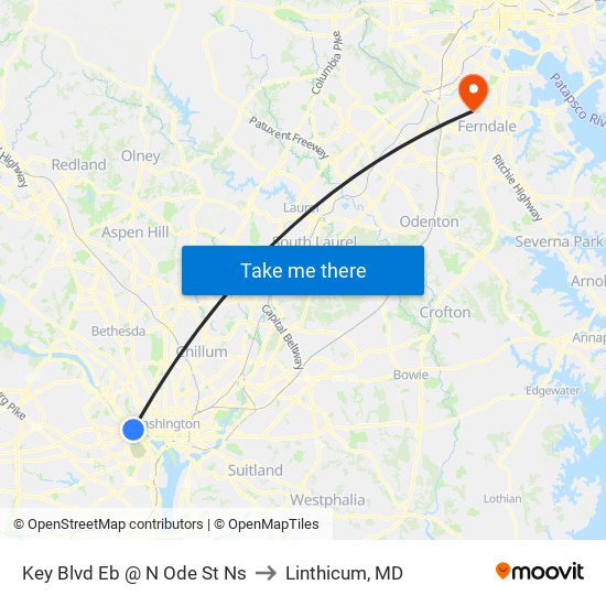 Key Blvd Eb @ N Ode St Ns to Linthicum, MD map