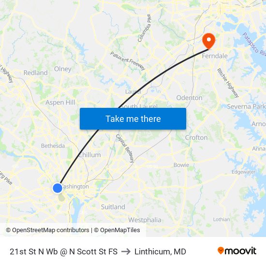 21st St N Wb @ N Scott St FS to Linthicum, MD map