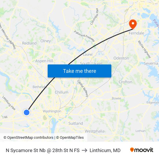 N Sycamore St Nb @ 28th St N FS to Linthicum, MD map