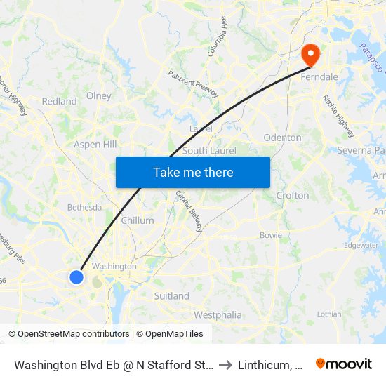 Washington Blvd Eb @ N Stafford St FS to Linthicum, MD map