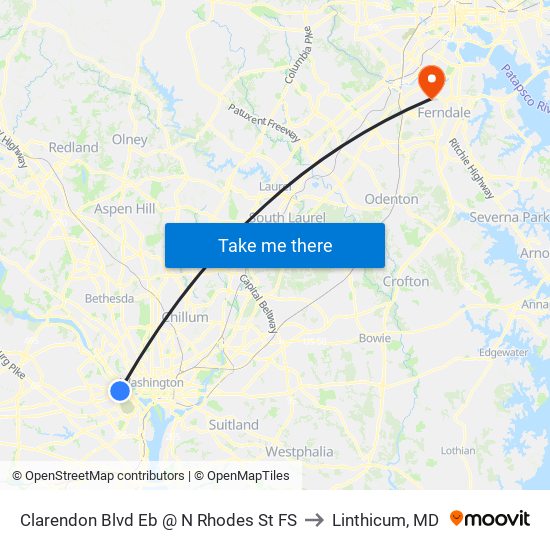 Clarendon Blvd Eb @ N Rhodes St FS to Linthicum, MD map