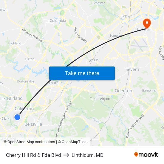 Cherry Hill Rd & Fda Blvd to Linthicum, MD map