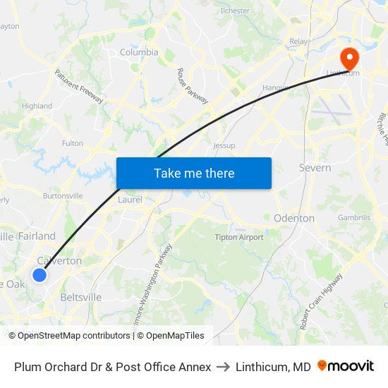 Plum Orchard Dr & Post Office Annex to Linthicum, MD map