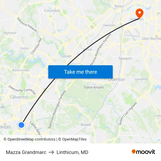 Mazza Grandmarc to Linthicum, MD map