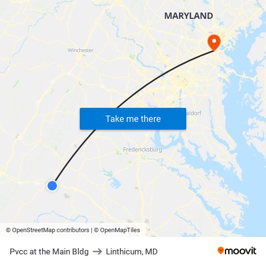 Pvcc at the Main Bldg to Linthicum, MD map