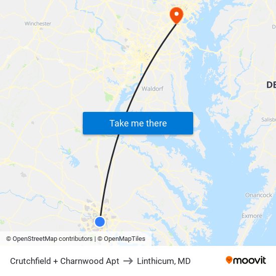 Crutchfield + Charnwood Apt to Linthicum, MD map