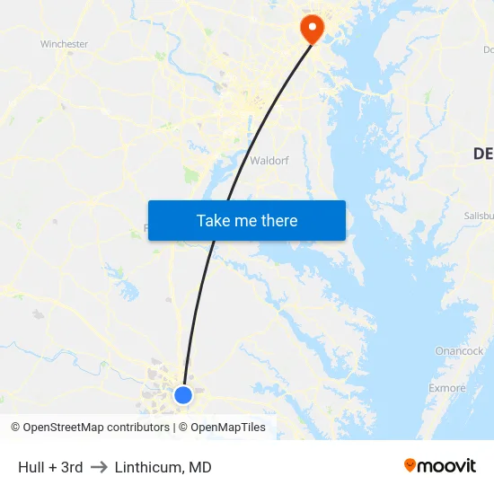 Hull + 3rd to Linthicum, MD map