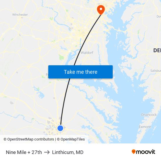 Nine Mile + 27th to Linthicum, MD map