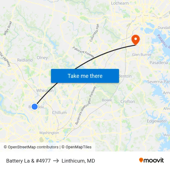 Battery La & #4977 to Linthicum, MD map