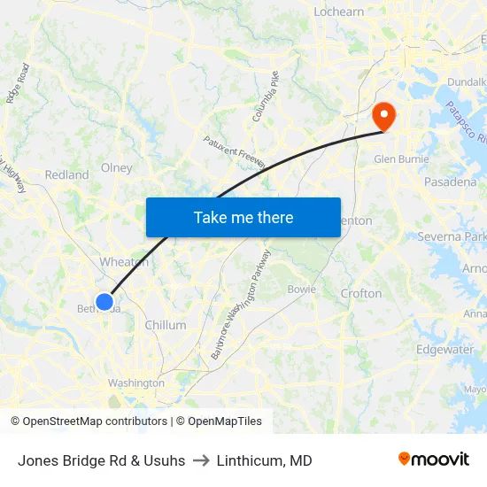 Jones Bridge Rd & Usuhs to Linthicum, MD map