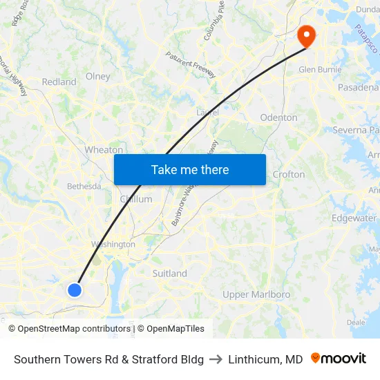 Southern Towers Rd & Stratford Bldg to Linthicum, MD map