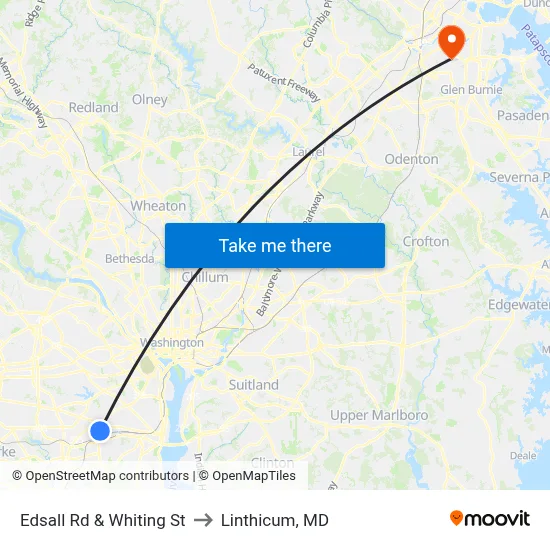 Edsall Rd & Whiting St to Linthicum, MD map