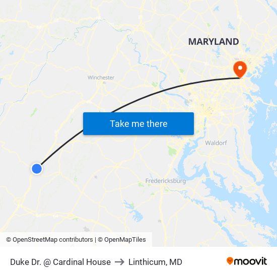 Duke Dr. @ Cardinal House to Linthicum, MD map