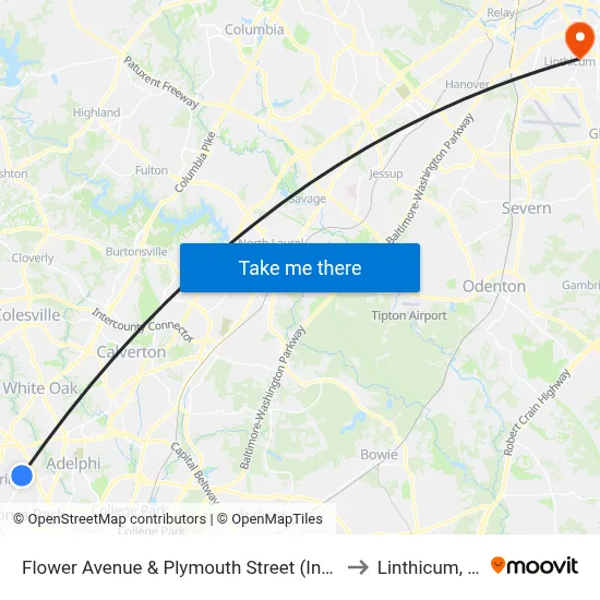 Flower Avenue & Plymouth Street (Inbound) to Linthicum, MD map
