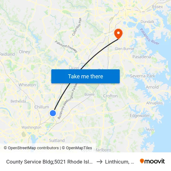 County Service Bldg;5021 Rhode Island to Linthicum, MD map