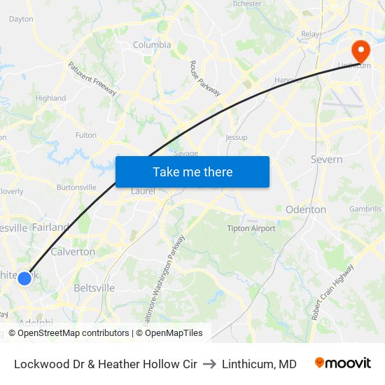 Lockwood Dr & Heather Hollow Cir to Linthicum, MD map