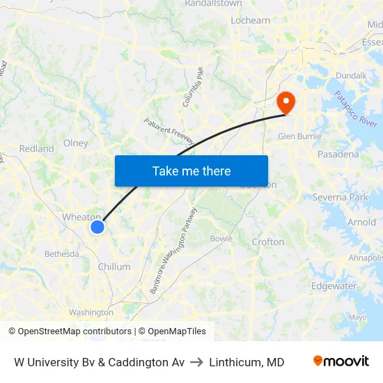 W University Bv & Caddington Av to Linthicum, MD map