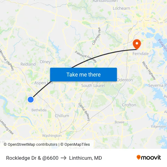 Rockledge Dr & @6600 to Linthicum, MD map