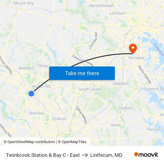 Twinbrook Station & Bay C - East to Linthicum, MD map