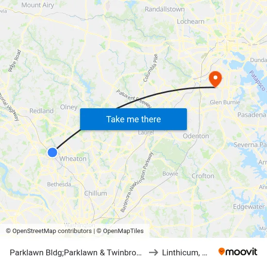 Parklawn Bldg;Parklawn & Twinbrook to Linthicum, MD map