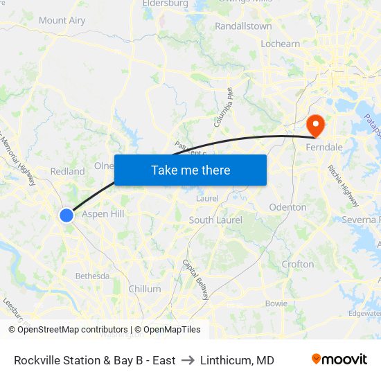 Rockville Station & Bay B - East to Linthicum, MD map