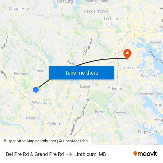 Bel Pre Rd & Grand Pre Rd to Linthicum, MD map
