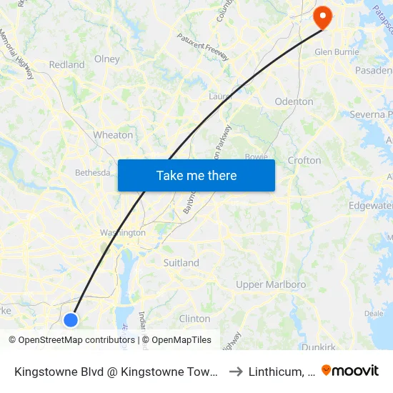 Kingstowne Blvd @ Kingstowne Town Centre to Linthicum, MD map