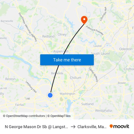 N George Mason Dr Sb @ Langston Blvd FS to Clarksville, Maryland map