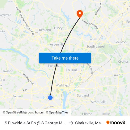 S Dinwiddie St Eb @ S George Mason Dr FS to Clarksville, Maryland map