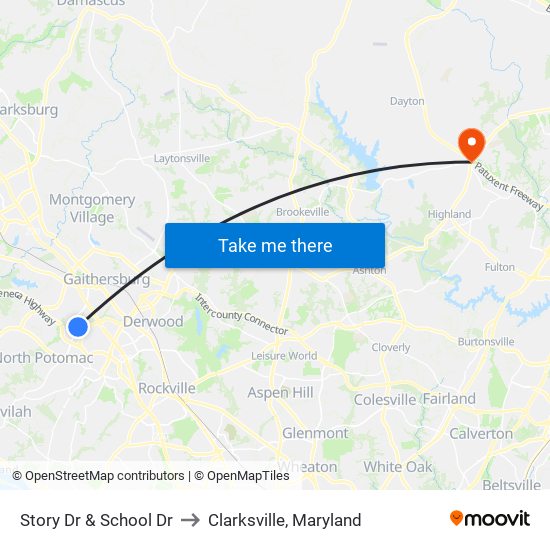 Story Dr & School Dr to Clarksville, Maryland map