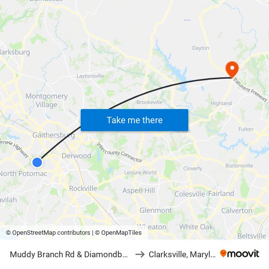 Muddy Branch Rd & Diamondback Dr to Clarksville, Maryland map