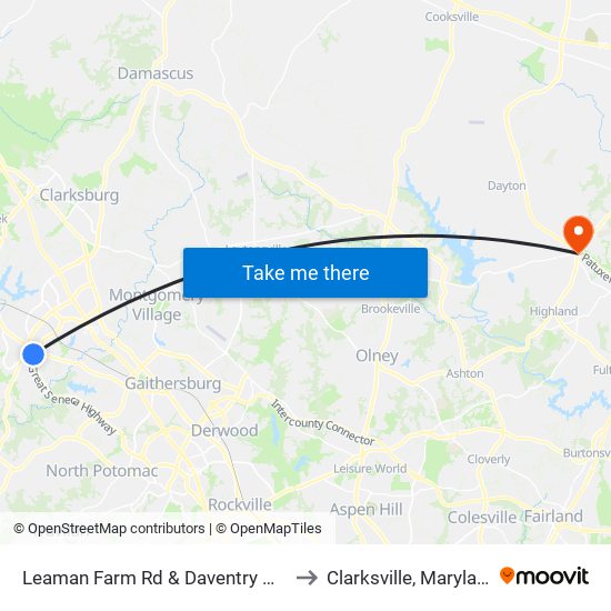 Leaman Farm Rd & Daventry Way to Clarksville, Maryland map