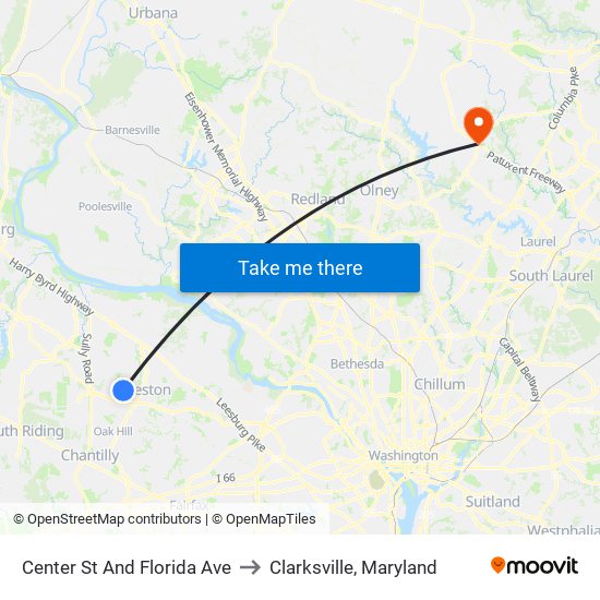 Center St And Florida Ave to Clarksville, Maryland map