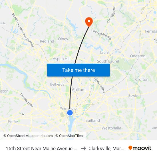 15th Street Near Maine Avenue SW (Sb) to Clarksville, Maryland map