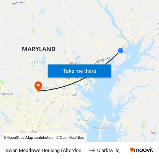 Swan Meadows Housing (Aberdeen Ave & Bypass Rd) to Clarksville, Maryland map