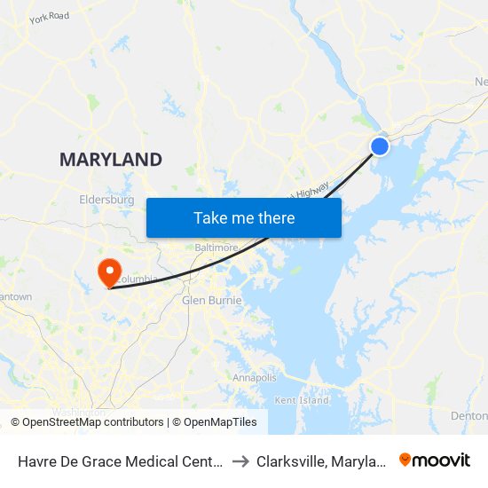 Havre De Grace Medical Center to Clarksville, Maryland map