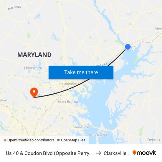 Us 40 & Coudon Blvd (Opposite Perryville Station Shopping Center) to Clarksville, Maryland map