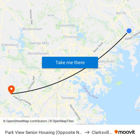 Park View Senior Housing  (Opposite Near Box Hill S Pwky & Merchant Blvd) to Clarksville, Maryland map