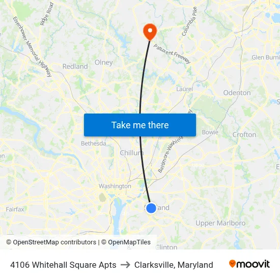 4106 Whitehall Square Apts to Clarksville, Maryland map