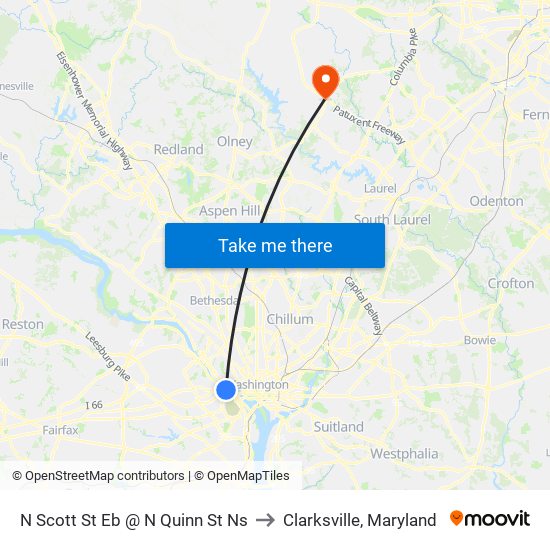 N Scott St Eb @ N Quinn St Ns to Clarksville, Maryland map