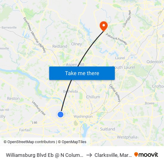 Williamsburg Blvd Eb @ N Columbus St Ns to Clarksville, Maryland map