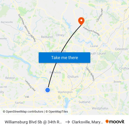 Williamsburg Blvd Sb @ 34th Rd N Ns to Clarksville, Maryland map