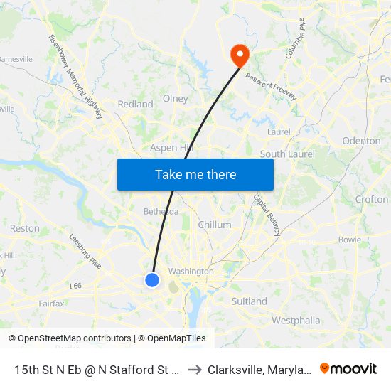 15th St N Eb @ N Stafford St Ns to Clarksville, Maryland map