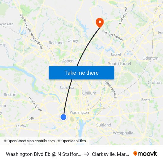 Washington Blvd Eb @ N Stafford St FS to Clarksville, Maryland map