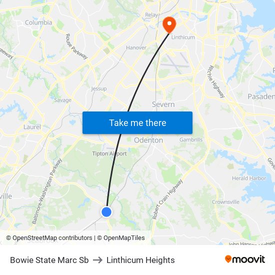 Bowie State Marc Sb to Linthicum Heights map